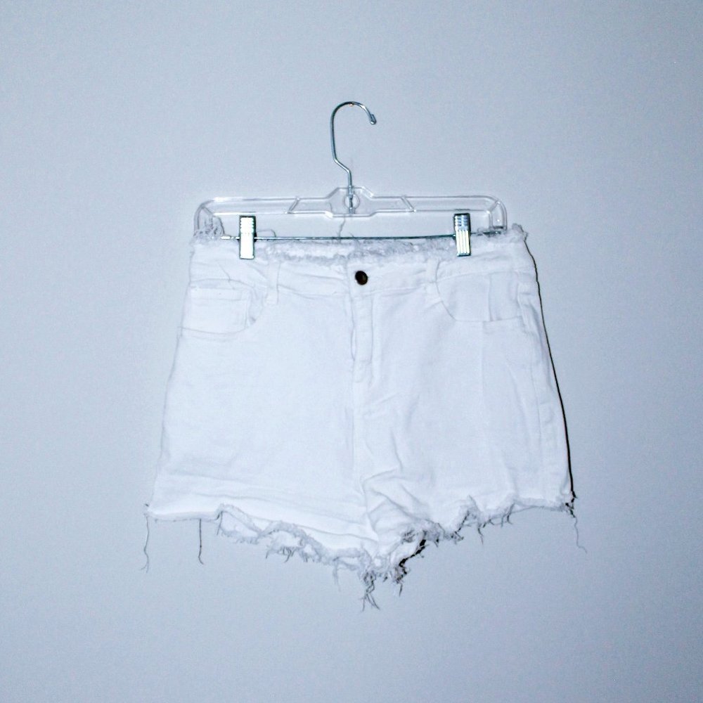 Hayden Frayed Hem White Denim Shorts